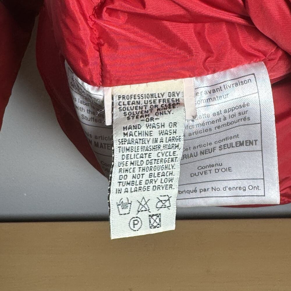 EDDIE BAUER White Tag 90s Down Jacket Women’s Large Red Removable Hood Parka - Picture 9 of 11